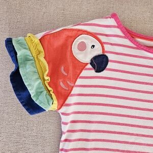 Boden Pink Striped Shirt Dress with Parrot Ruffle Sleeves